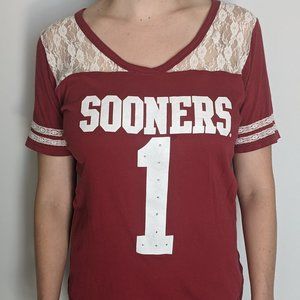 Women's Oklahoma Sooners T-Shirt with Lace Detail